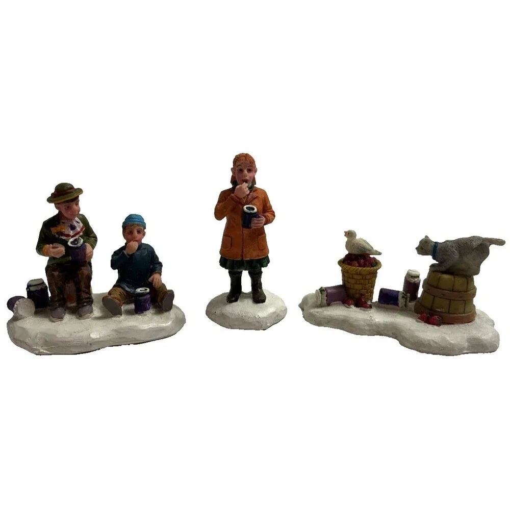 Lemax Village Collection Food Chain and In a Jam Figures Set of 3 Christmas